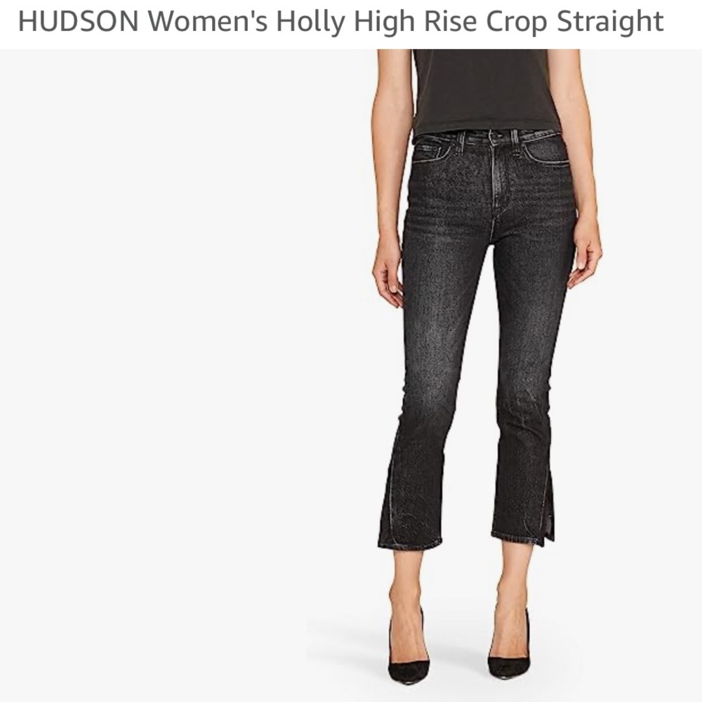 Hudson Jeans. Size 28. Black. High Rise Holly Crop with side Slit. NWT.
